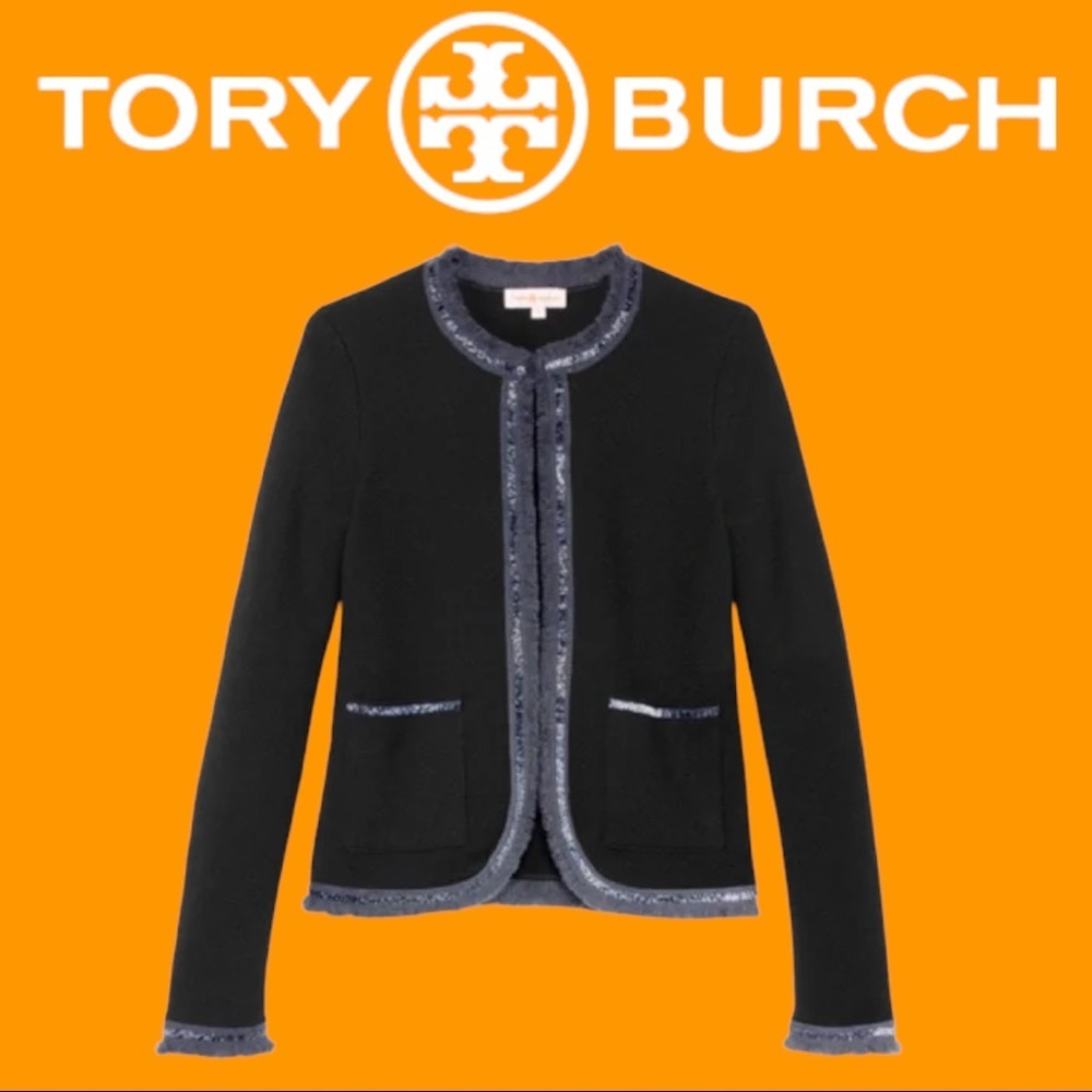 Tory Burch Knit Embellished Sweater Jacket